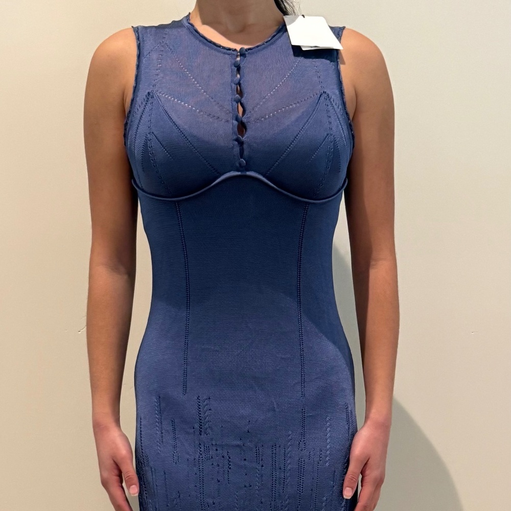 NWT Lanvin Cornflower Blue Lingerie Midi Slip Dress— Resort Wear